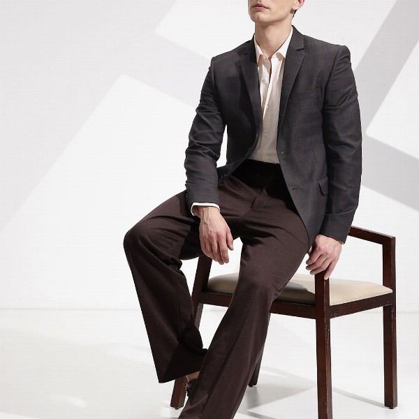 INVICTUS Checked Slim Fit Single-Breasted Smart Casual Blazer