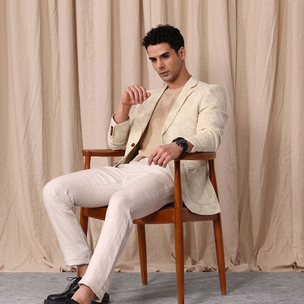 Mr Bowerbird Floral Self Design Notched Lapel Casual Blazer