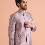 KISAH Men Self Design Jodhpuri Slim Fit Bandhgala Blazer