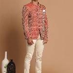 VASTRAMAY Men Maroon  Self-Design Slim-Fit Bandhgala Blazer