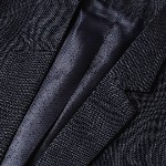 MANQ Men Navy Blue Slim Fit Solid Single Breasted Formal Blazer