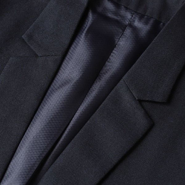 MANQ Men Navy Blue Slim Fit Solid Single Breasted Formal Blazer