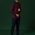 KISAH Woven-Design Bandhgala Blazer