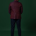 KISAH Woven-Design Bandhgala Blazer