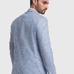 ColorPlus Men Blue Checked Single-Breasted Linen Formal Blazers