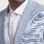 ColorPlus Men Blue Checked Single-Breasted Linen Formal Blazers