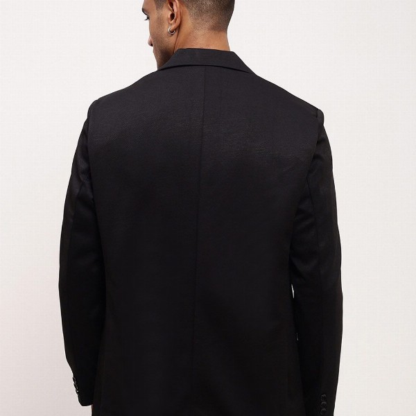 SHOWOFF Self Design Slim Fit Single-Breasted Cotton Blazer