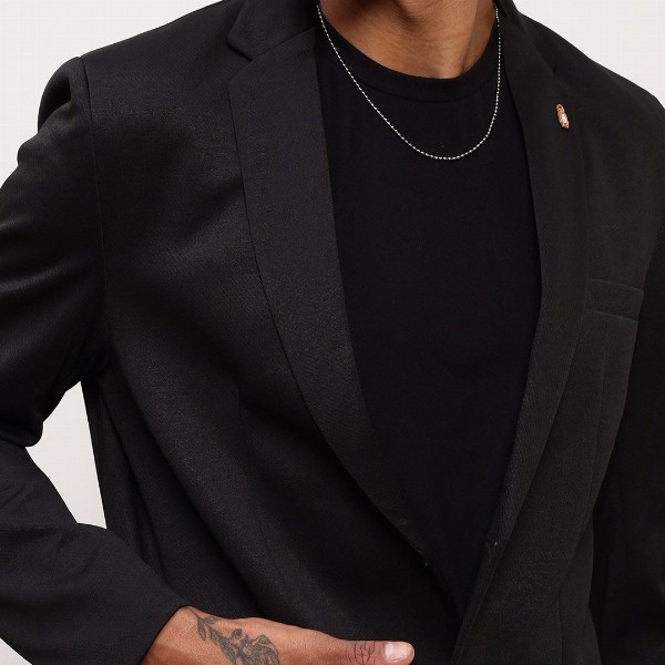 SHOWOFF Self Design Slim Fit Single-Breasted Cotton Blazer