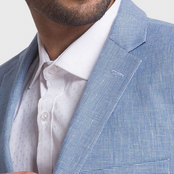 ColorPlus Men Blue Self Design Single-Breasted Formal Blazers