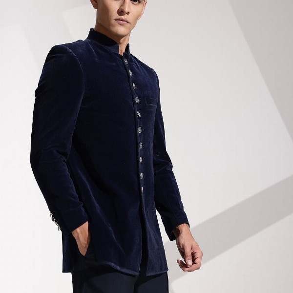 INVICTUS Mandarin Collar Slim Fit Party Bandhgala Blazers