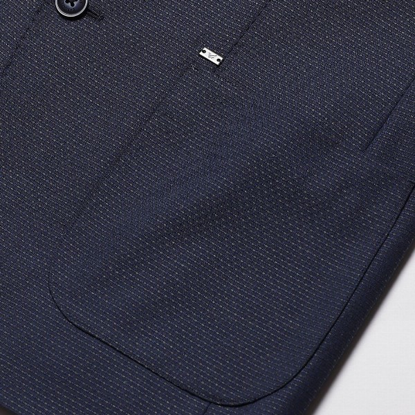 Blackberrys Men Navy Blue Textured Slim Fit Single-Breasted Formal Blazer